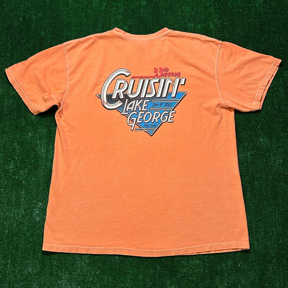 Comfort Colors T-Shirt Mens XL Salmon Adirondack Hot Rod Car Show Graphic Tee - Picture 2 of 8